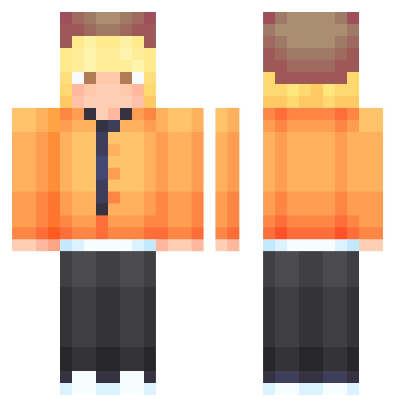 Paolumoo Minecraft skin, front and back view
