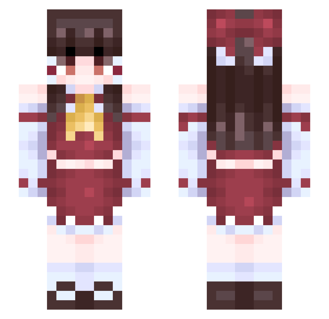 Lunayree Minecraft skin, front and back view