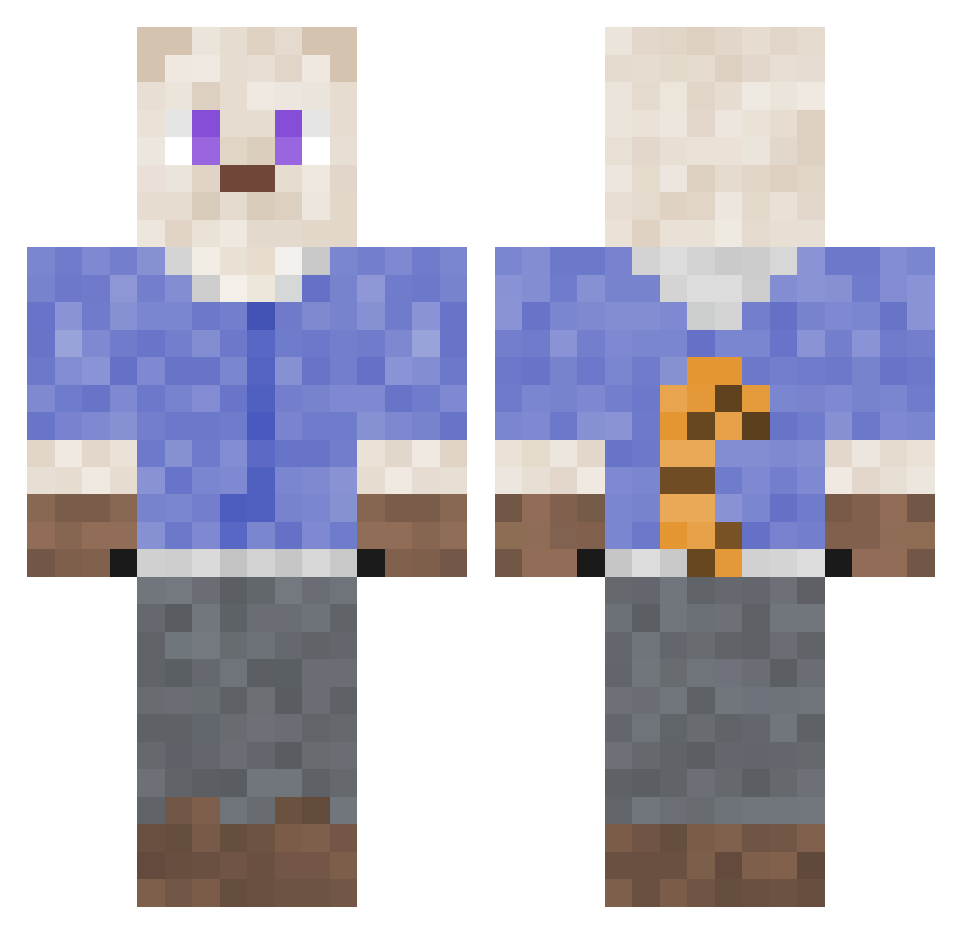 JellyPuppy Minecraft skin, front and back view