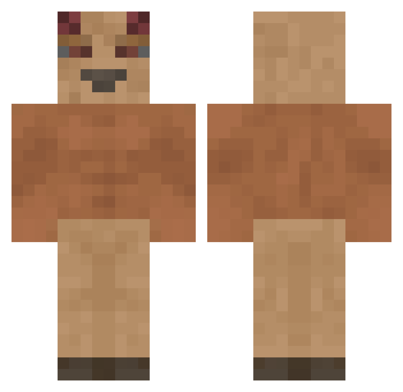 AowKa Minecraft skin, front and back view