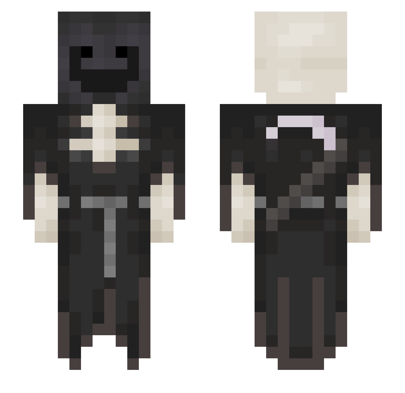 Drudez Minecraft skin, front and back view