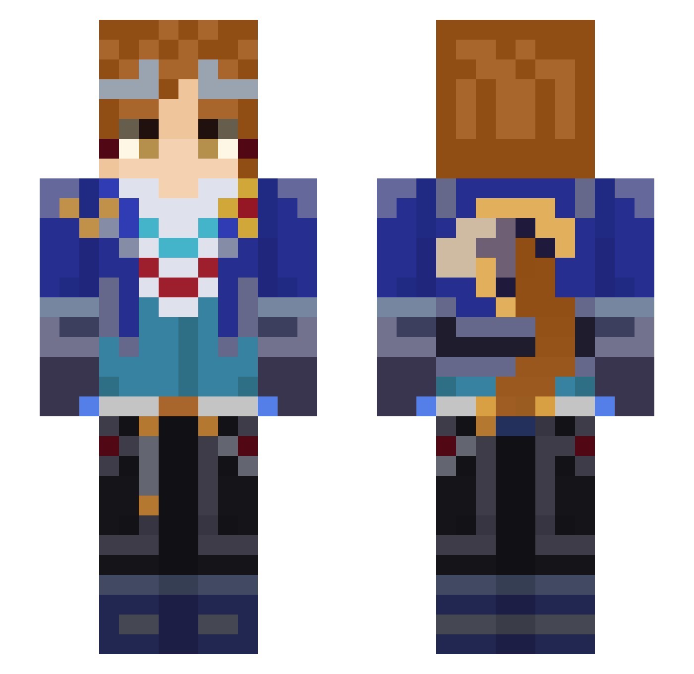 Wrathan Minecraft skin, front and back view