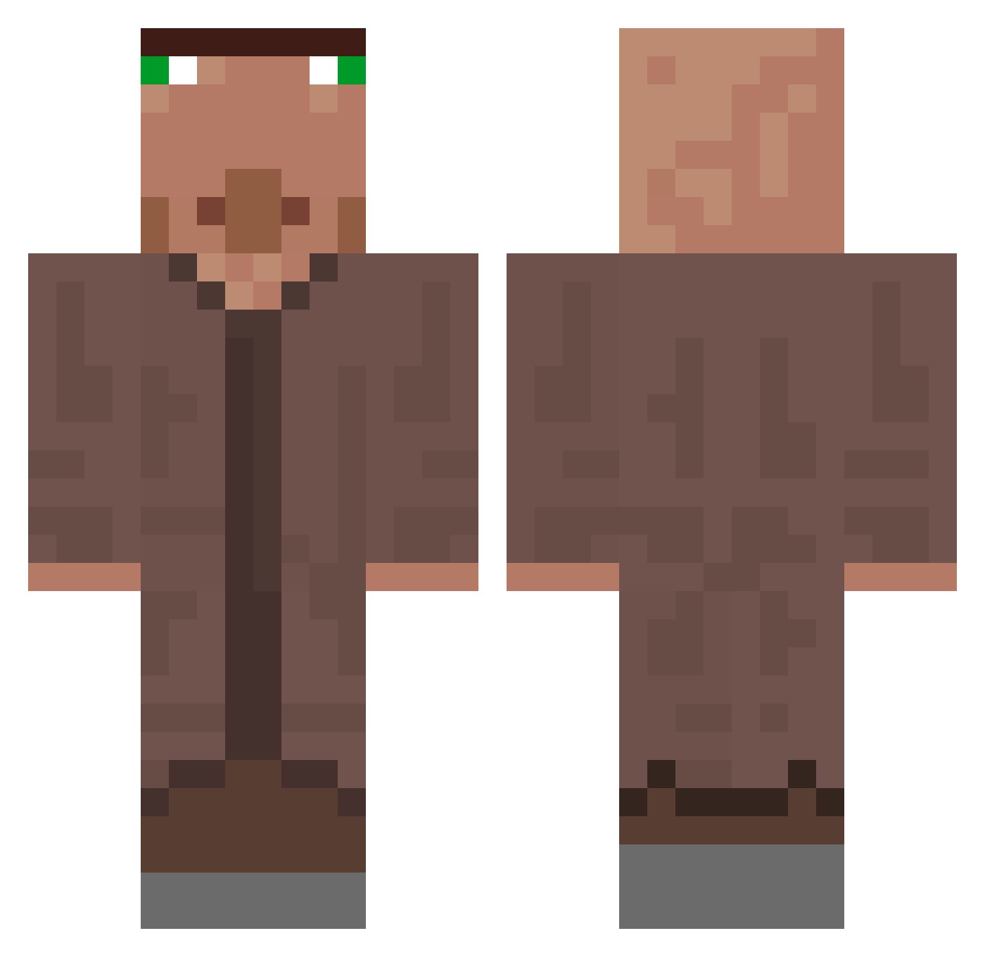 MAT499 Minecraft skin, front and back view