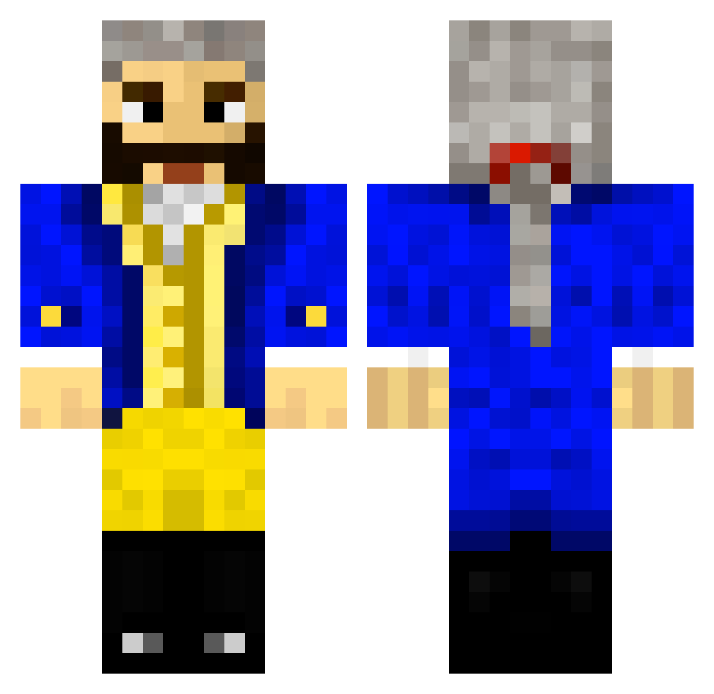 Ritornello Minecraft skin, front and back view