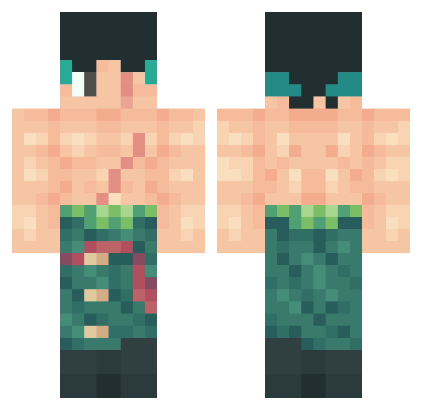 BlckpprMint Minecraft skin, front and back view