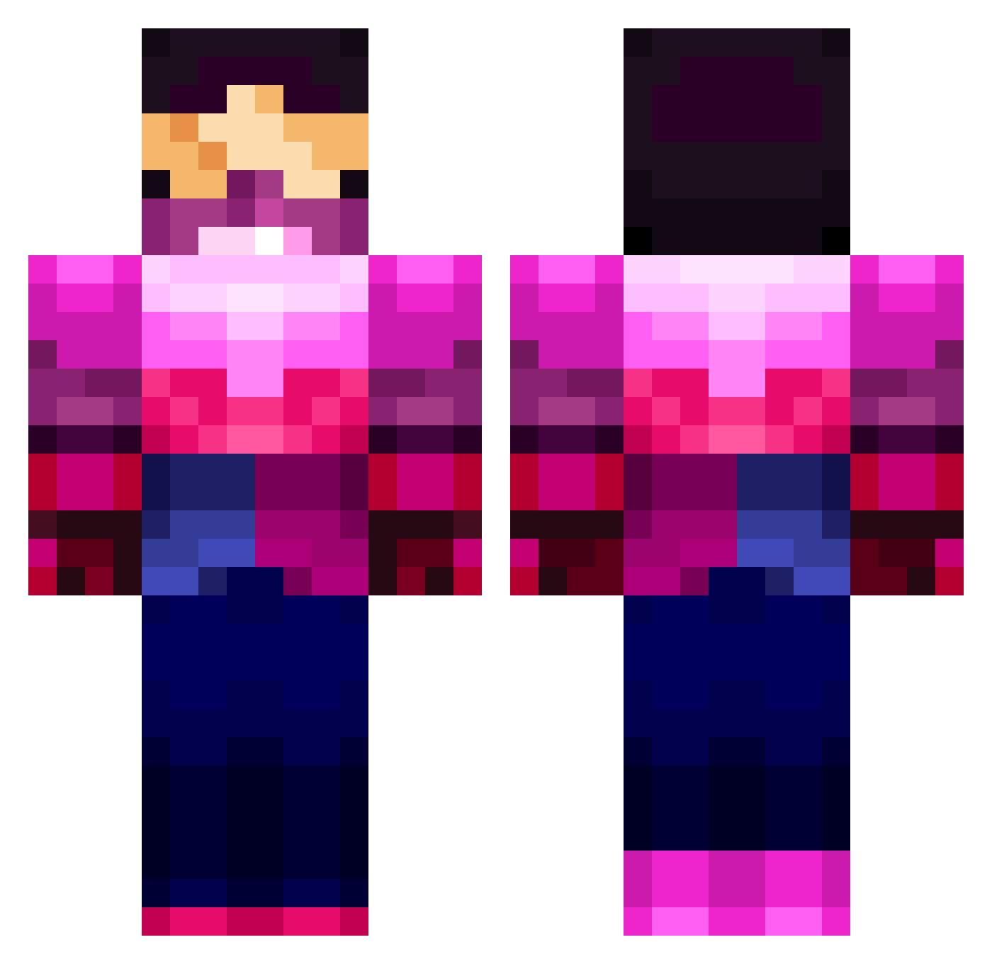 wShoha Minecraft skin, front and back view