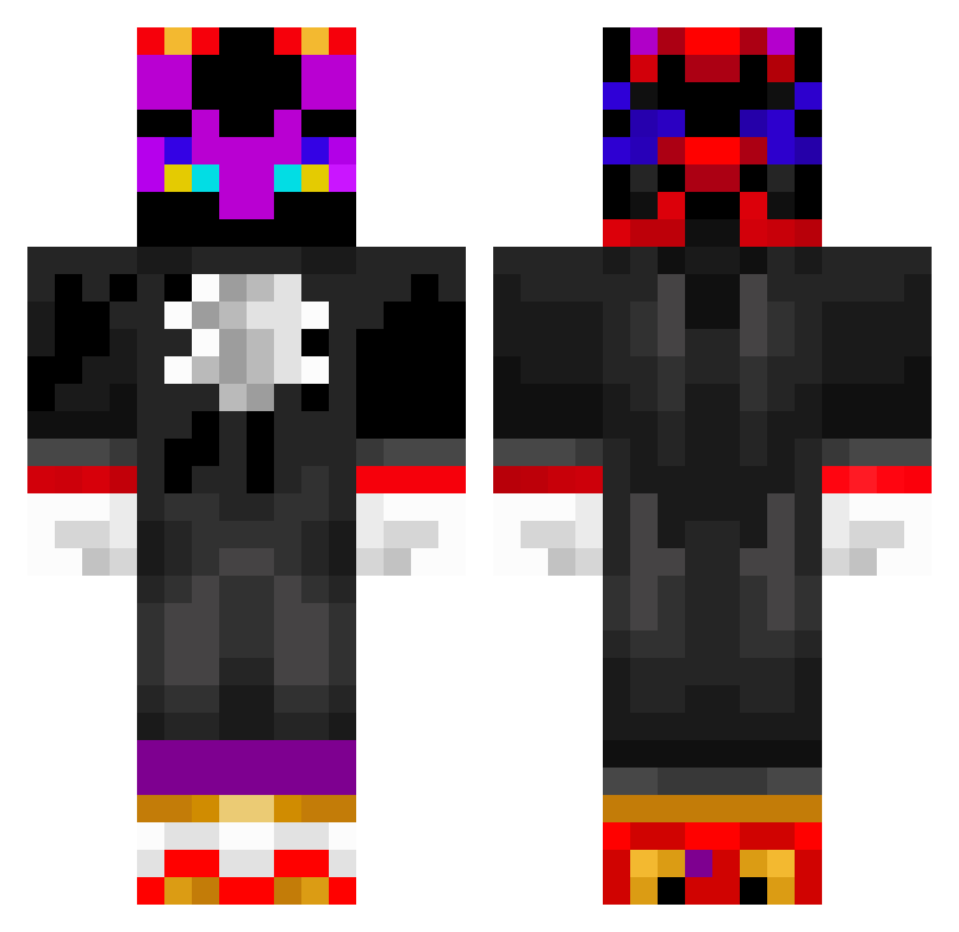 mishle Minecraft skin, front and back view