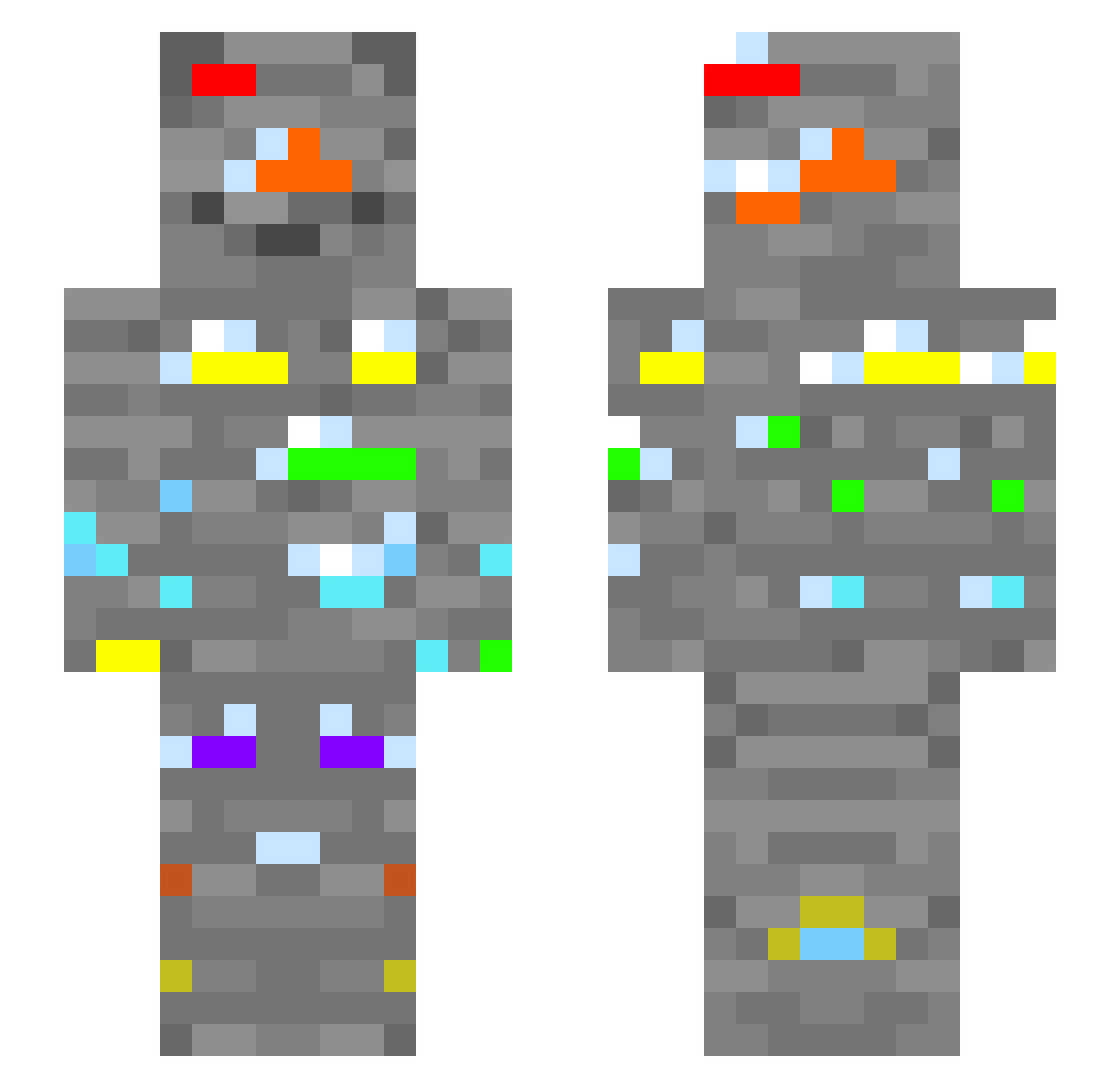 playkuma Minecraft skin, front and back view
