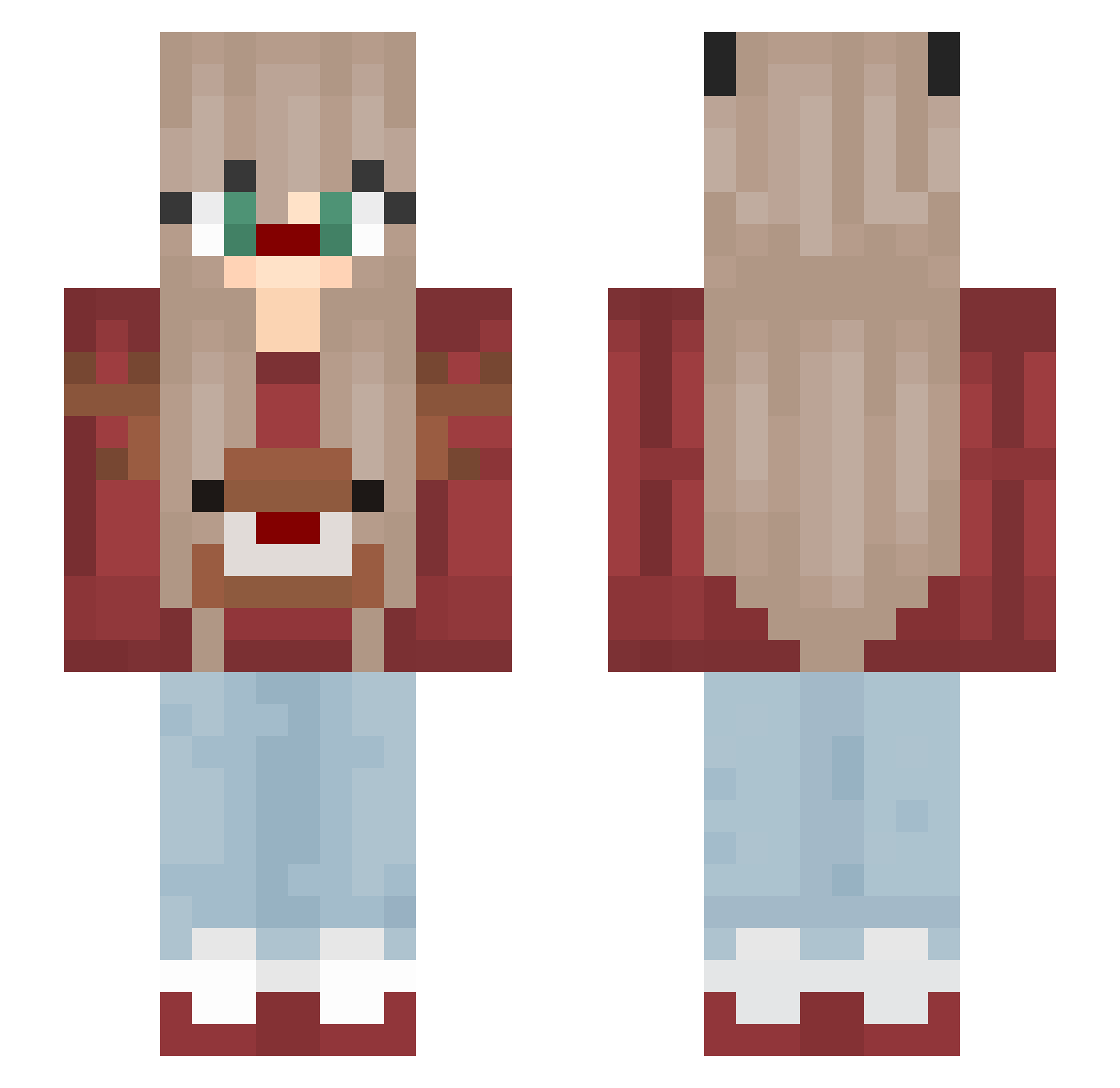 Grillx Minecraft skin, front and back view