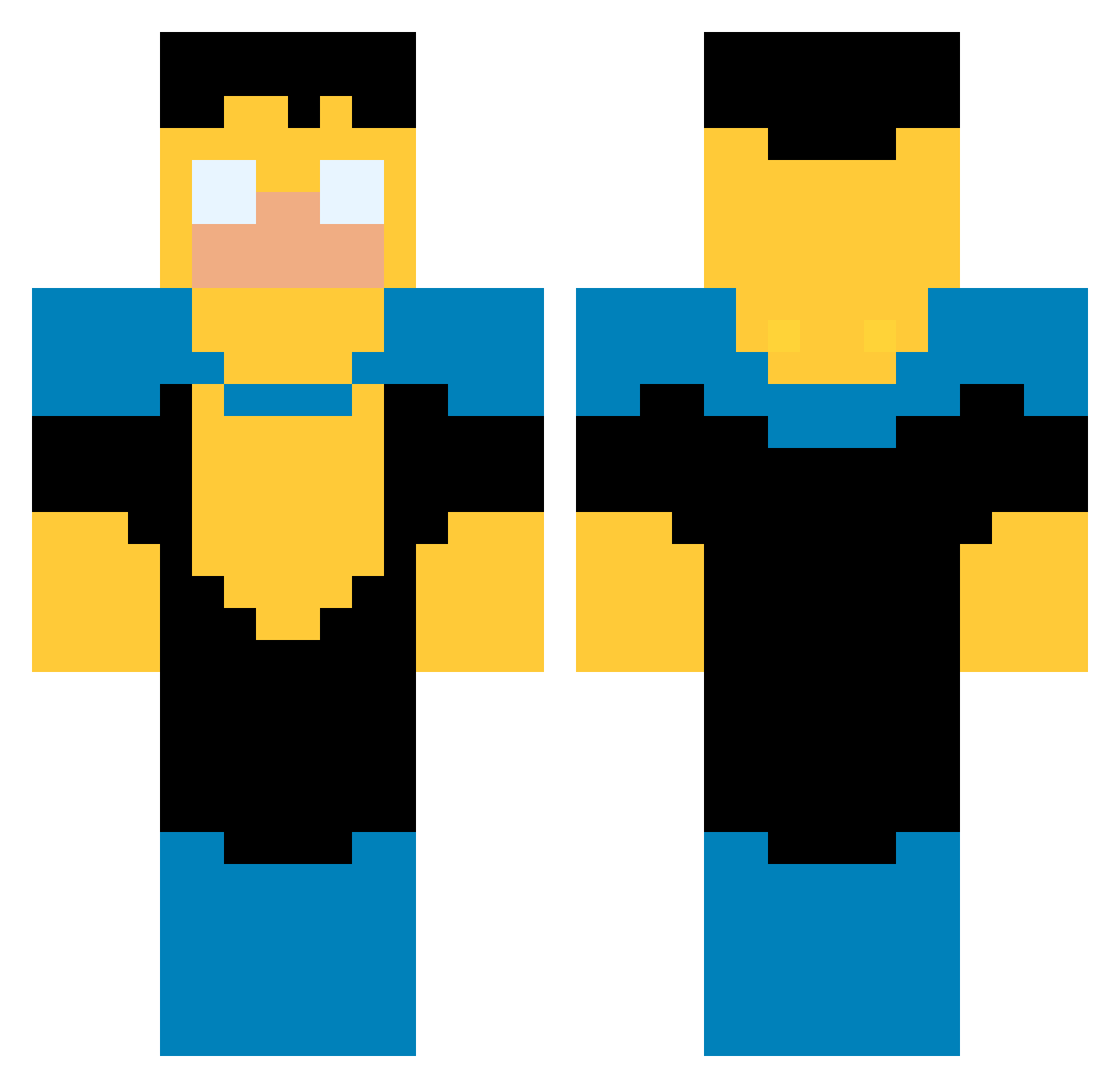 FishBoi69 Minecraft skin, front and back view