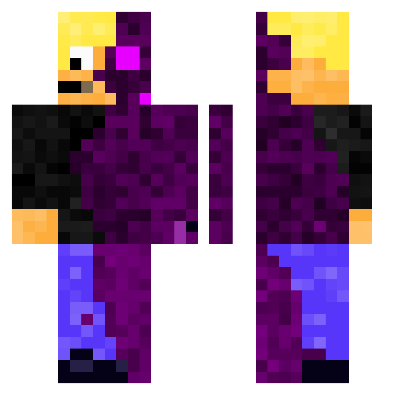 DEdication69 Minecraft skin, front and back view