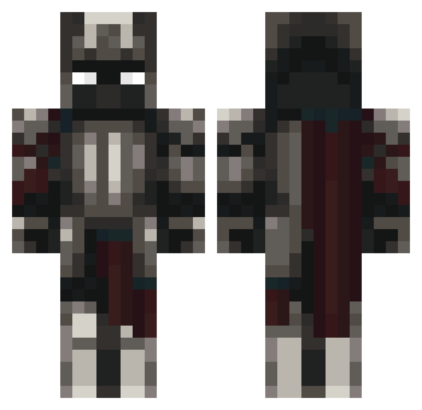 Xenthior Minecraft skin, front and back view