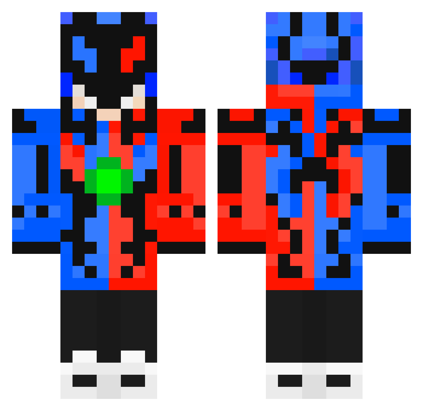 Auto_Death Minecraft skin, front and back view