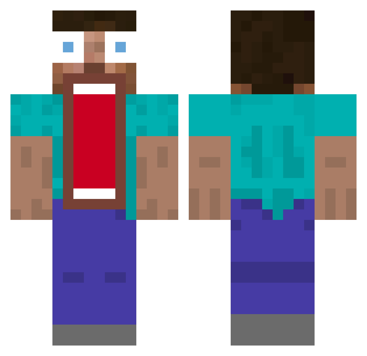 iStealBazylka Minecraft skin, front and back view