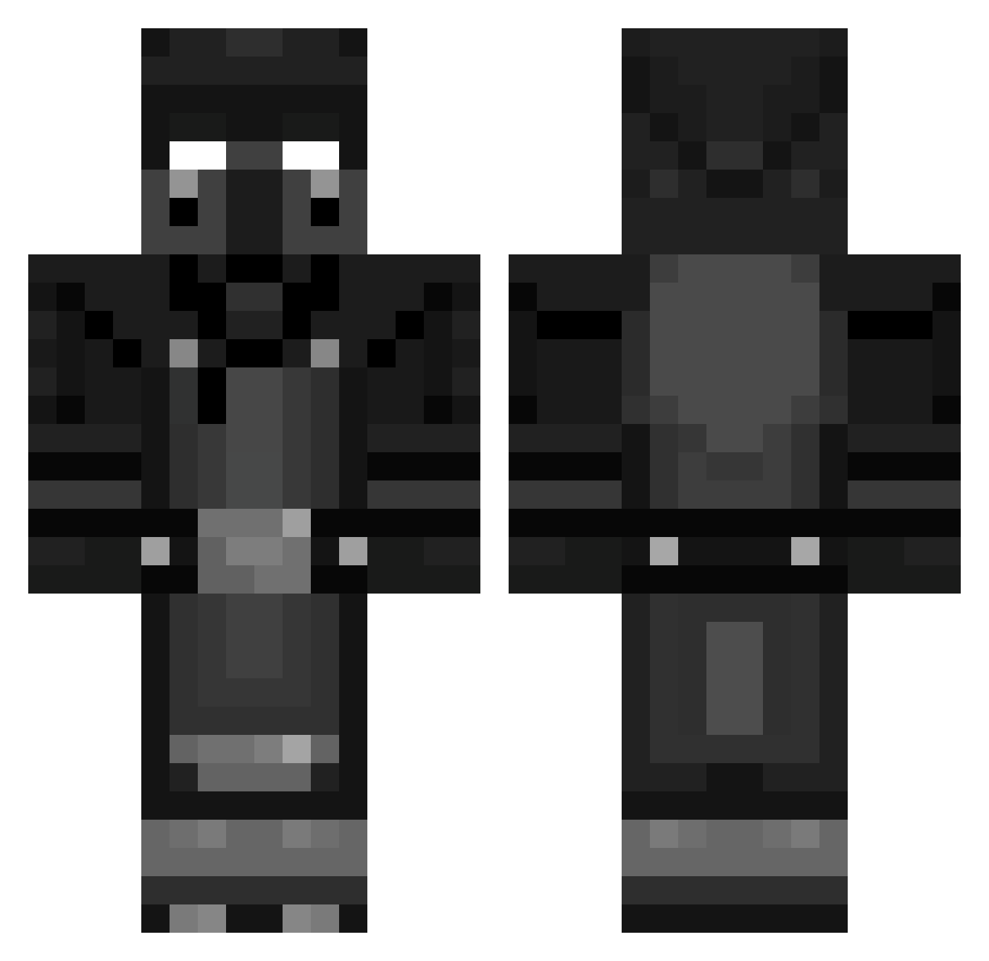 Micaldo1 Minecraft skin, front and back view