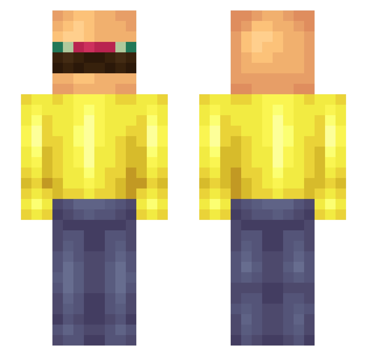 hahr Minecraft skin, front and back view