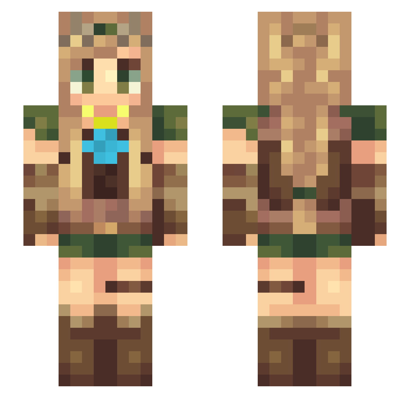 Aryn Minecraft skin, front and back view