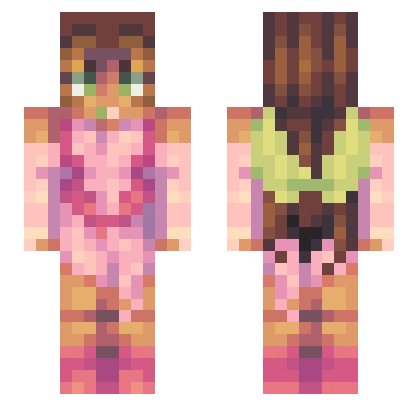 Melcat101 Minecraft skin, front and back view