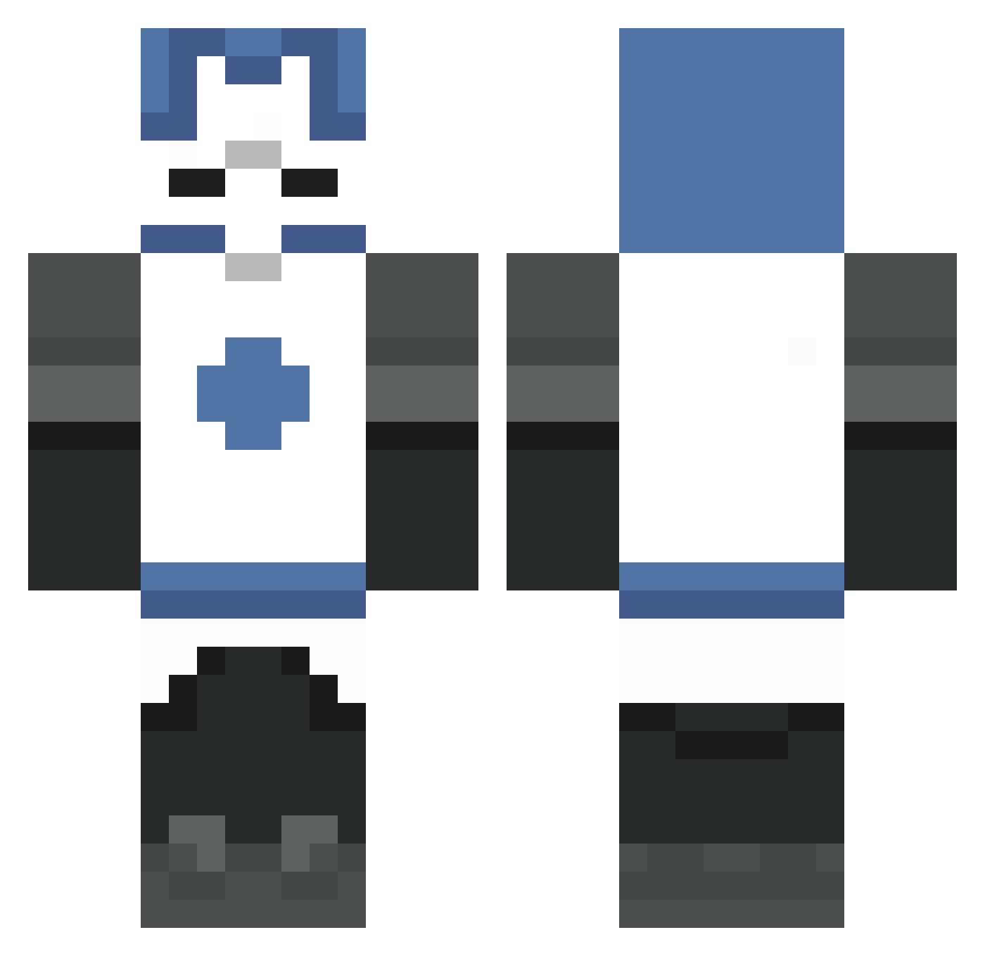 NotEnderd Minecraft skin, front and back view