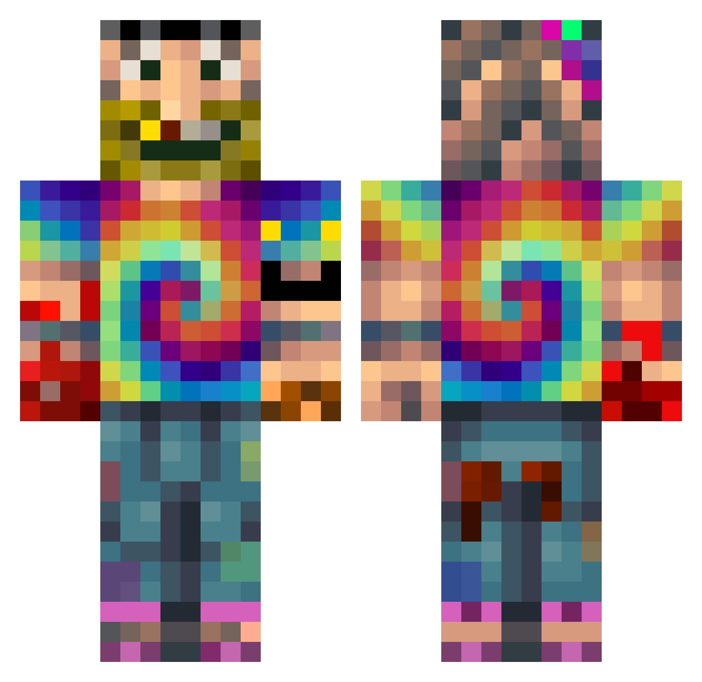 temporue Minecraft skin, front and back view