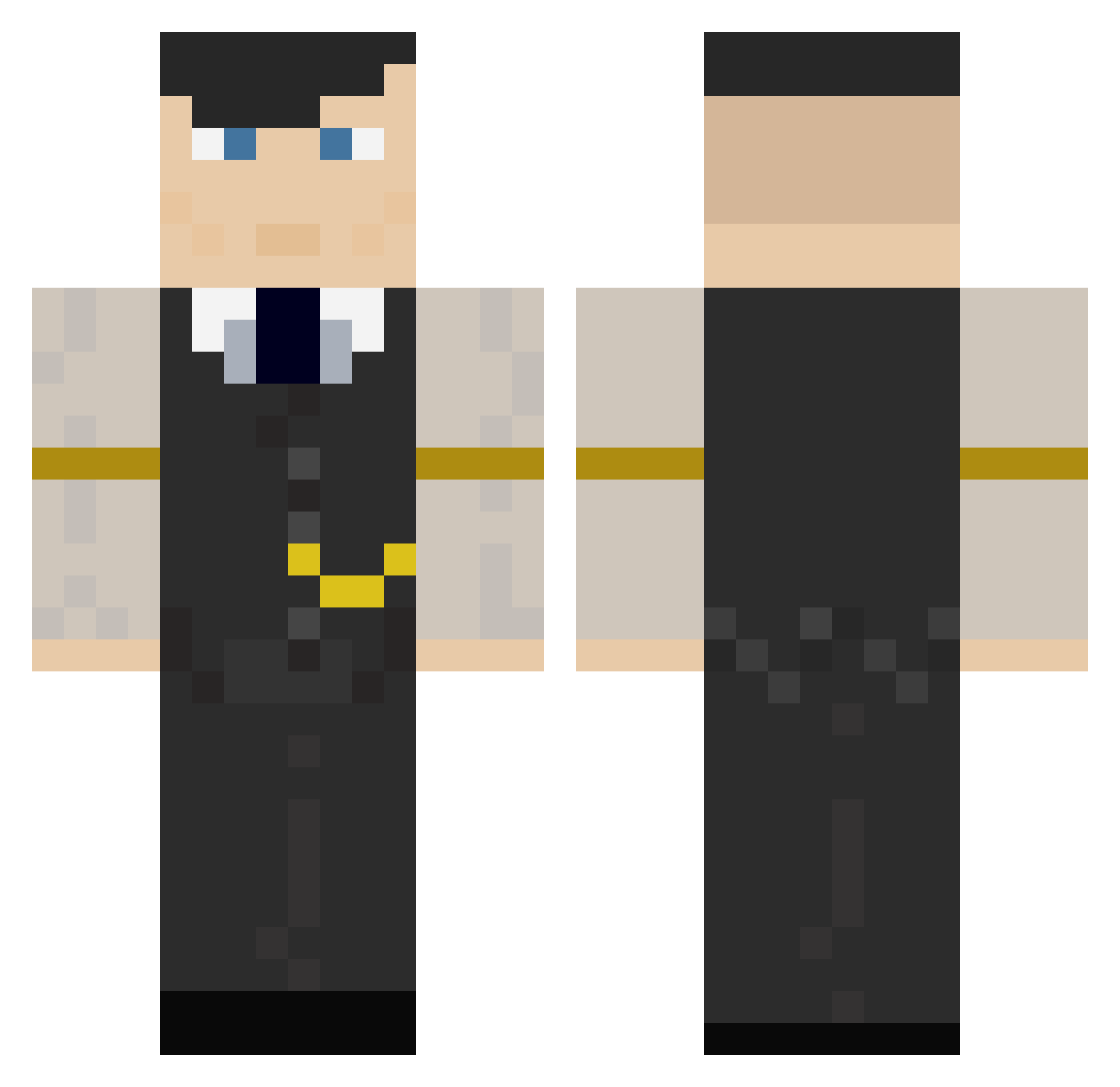 Lucconie Minecraft skin, front and back view