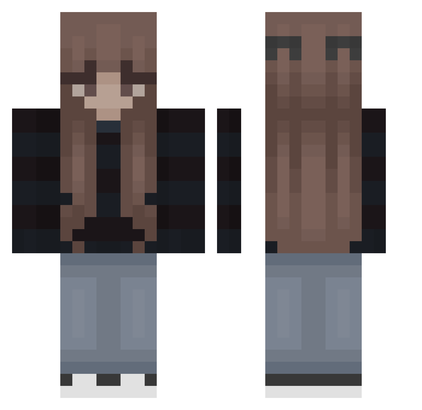 Bella277273 Minecraft skin, front and back view