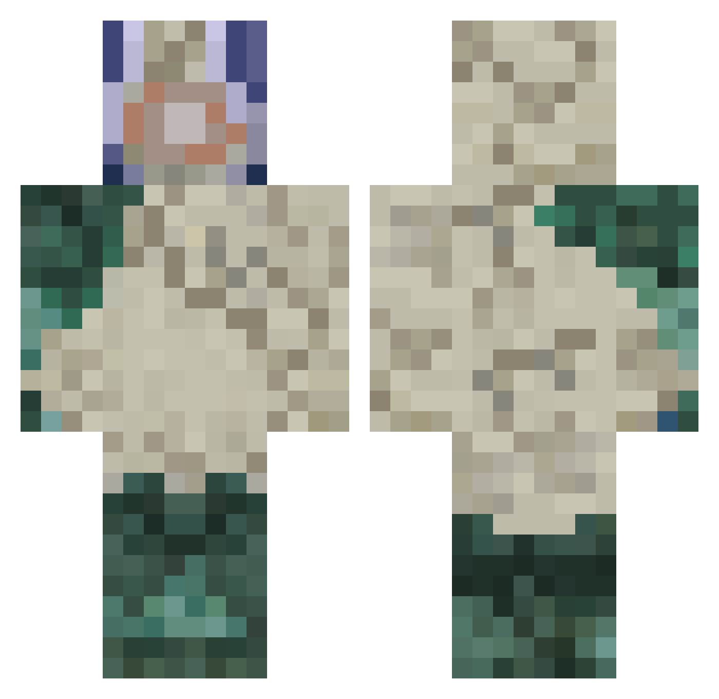 EdwardSpaghetti Minecraft skin, front and back view