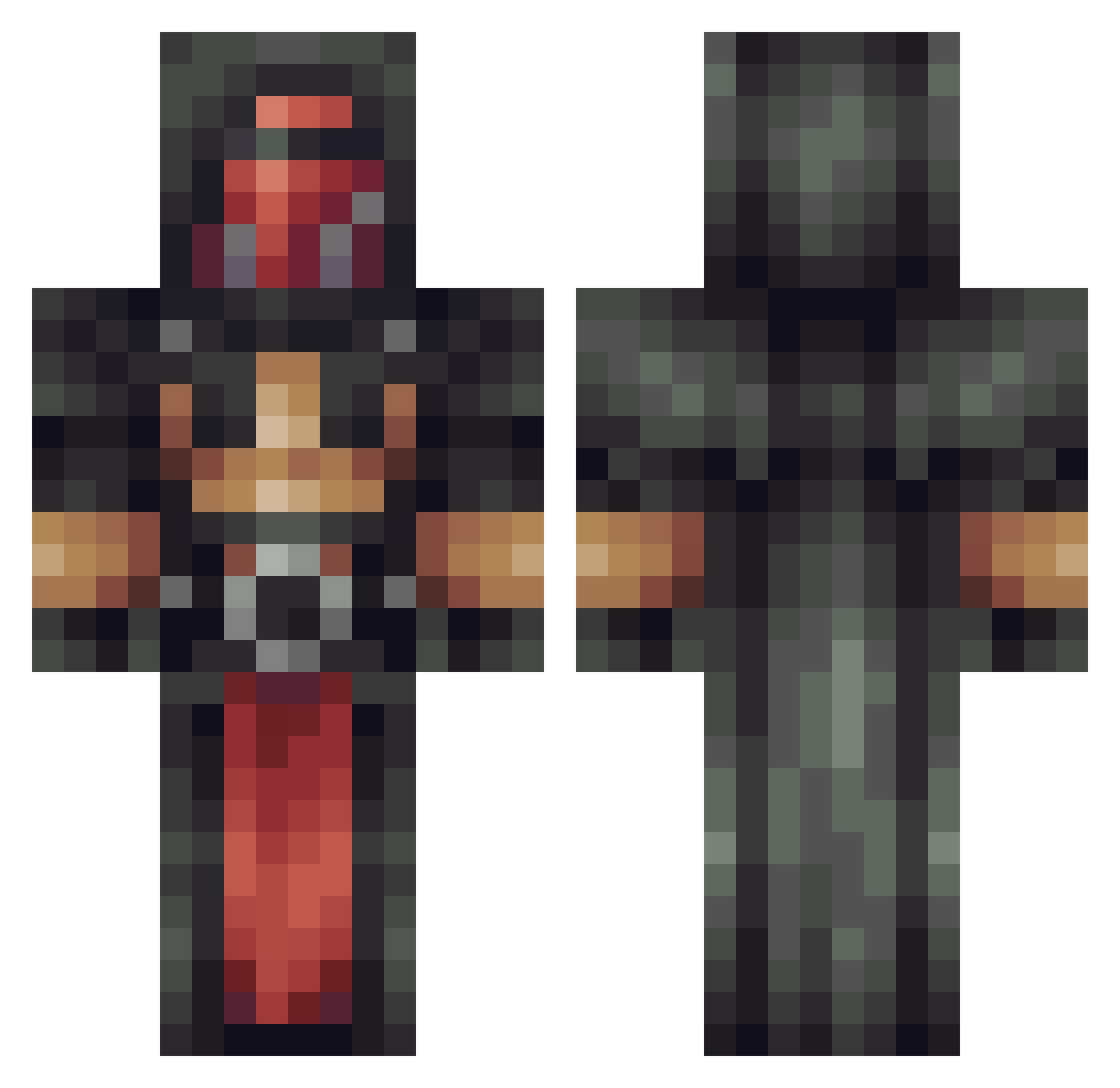 Papagai Minecraft skin, front and back view