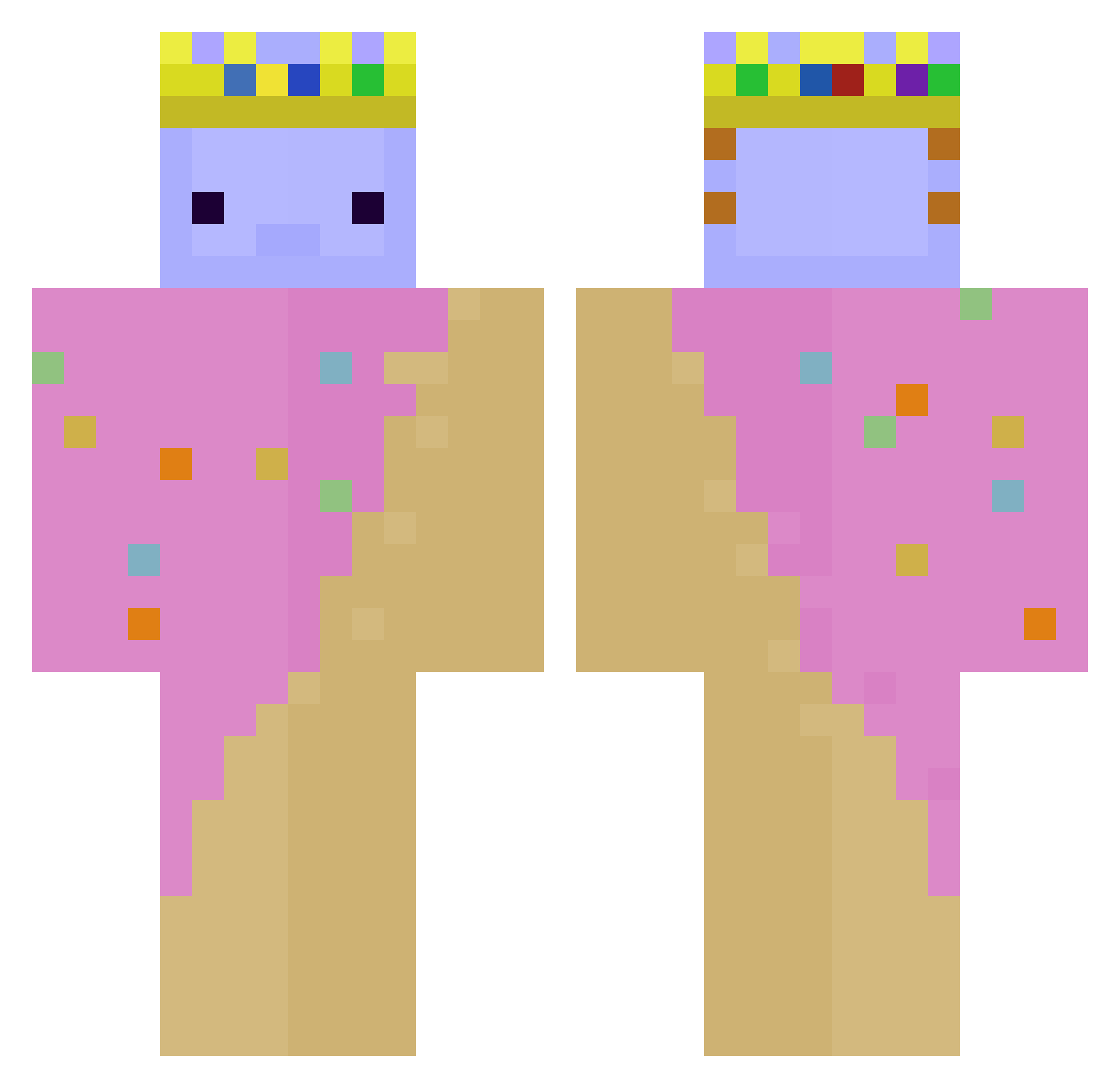 Rihex Minecraft skin, front and back view