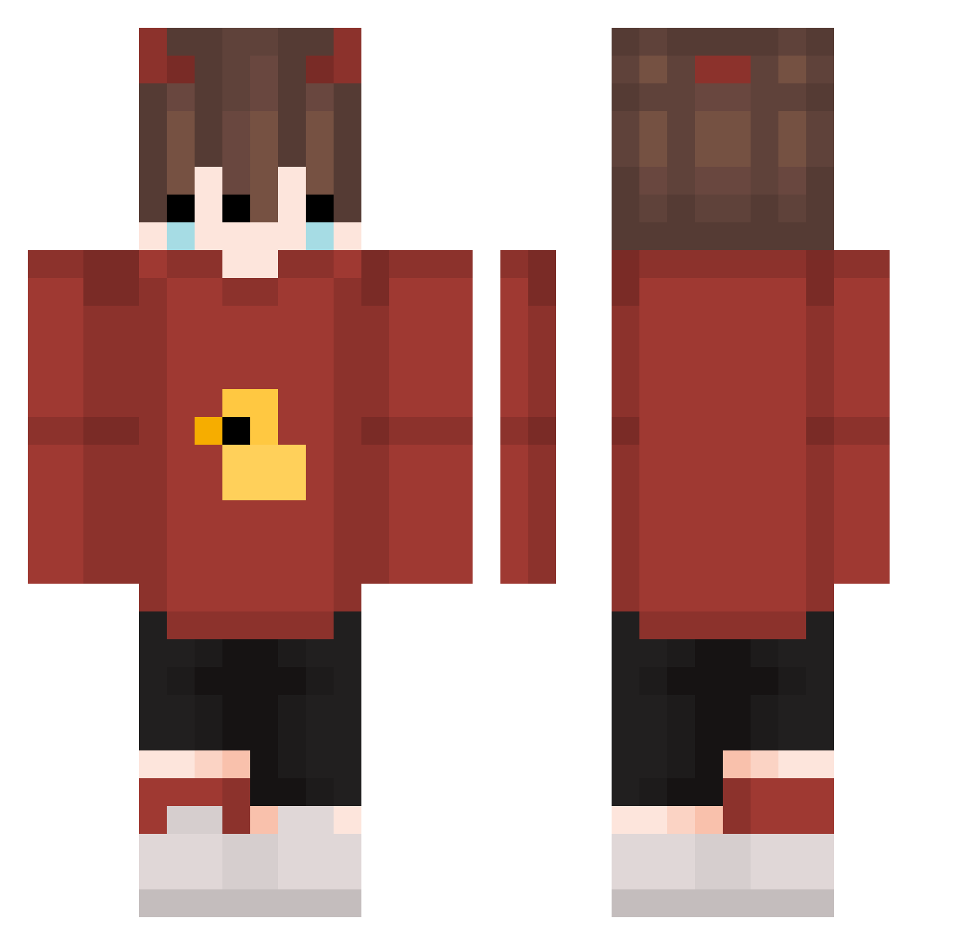 Plampy Minecraft skin, front and back view