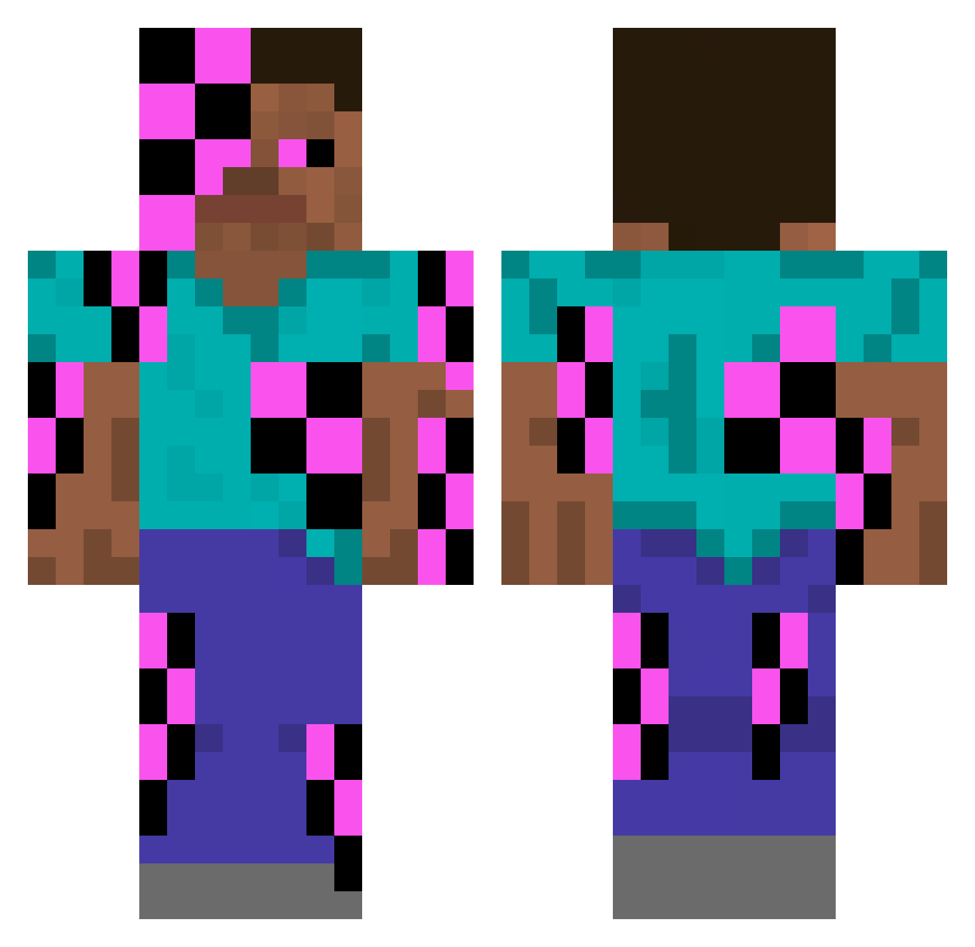 Suspicional Minecraft skin, front and back view