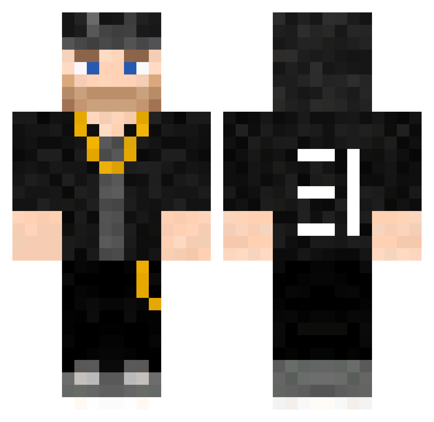 JustTheWind Minecraft skin, front and back view