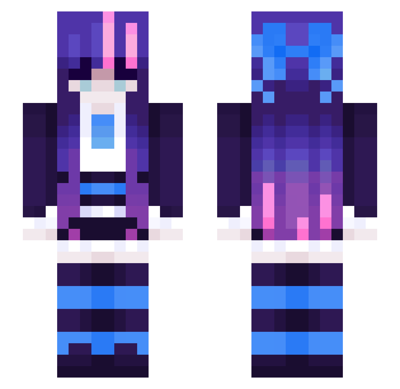 Ash1zu Minecraft skin, front and back view