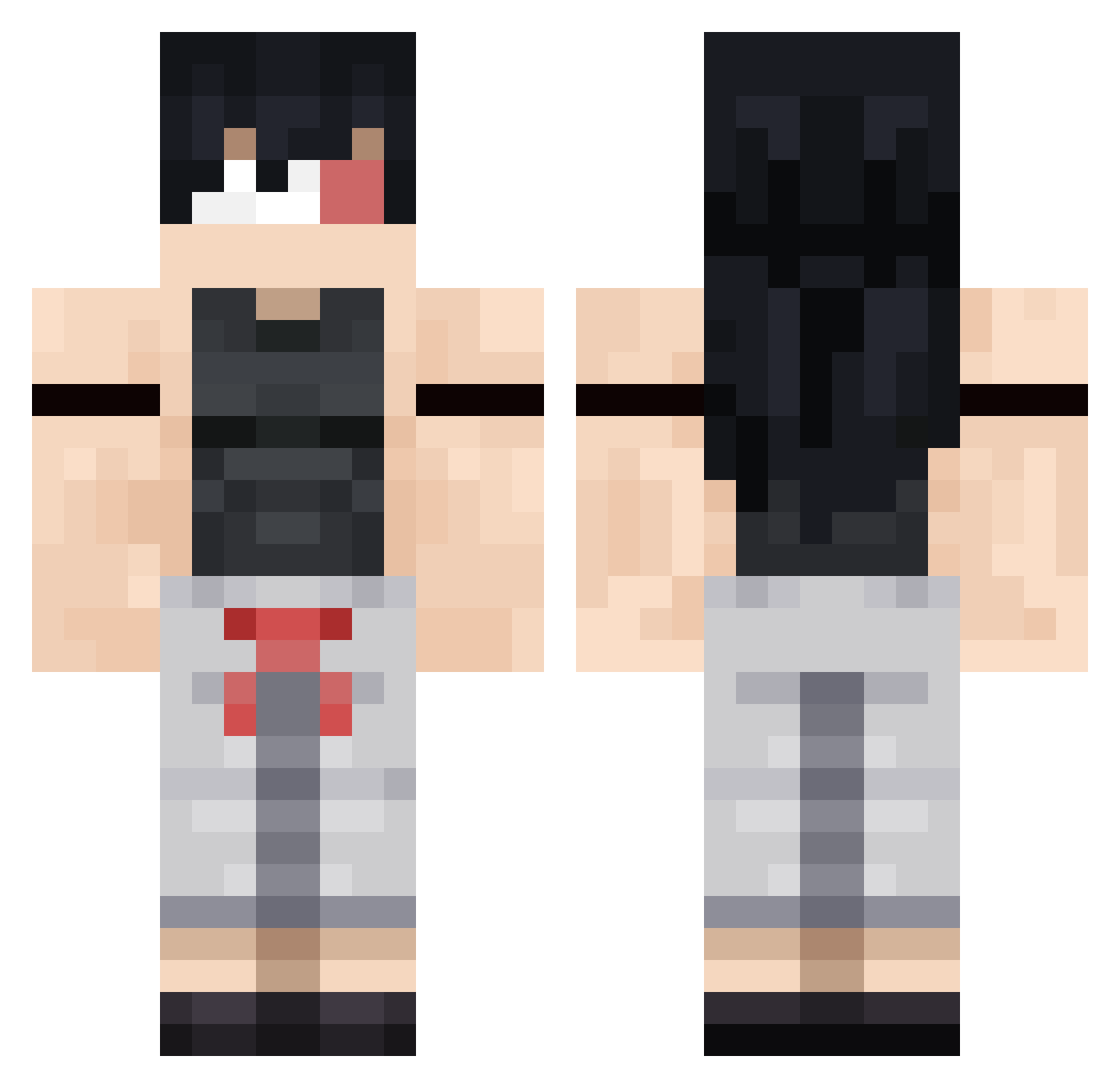 ArisXD Minecraft skin, front and back view