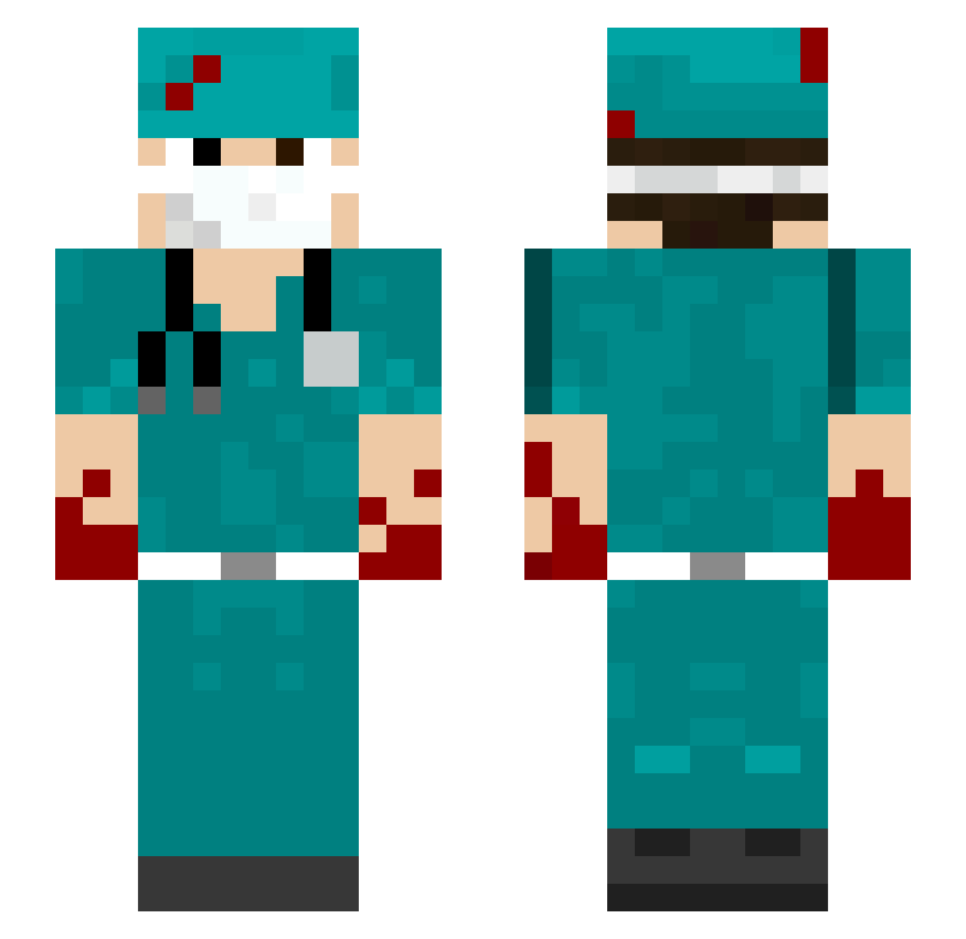 infects Minecraft skin, front and back view