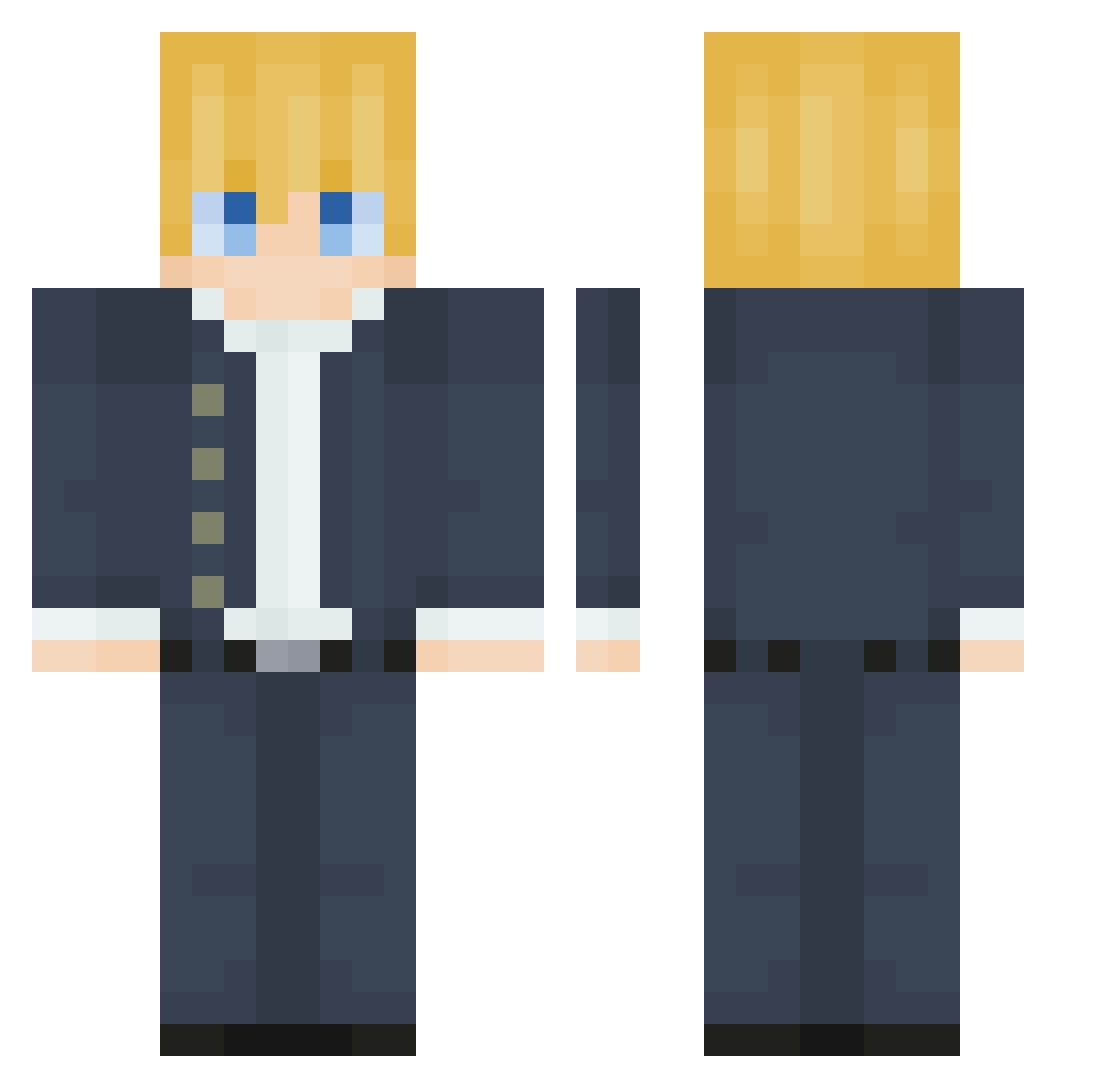 Hiiitsync Minecraft skin, front and back view
