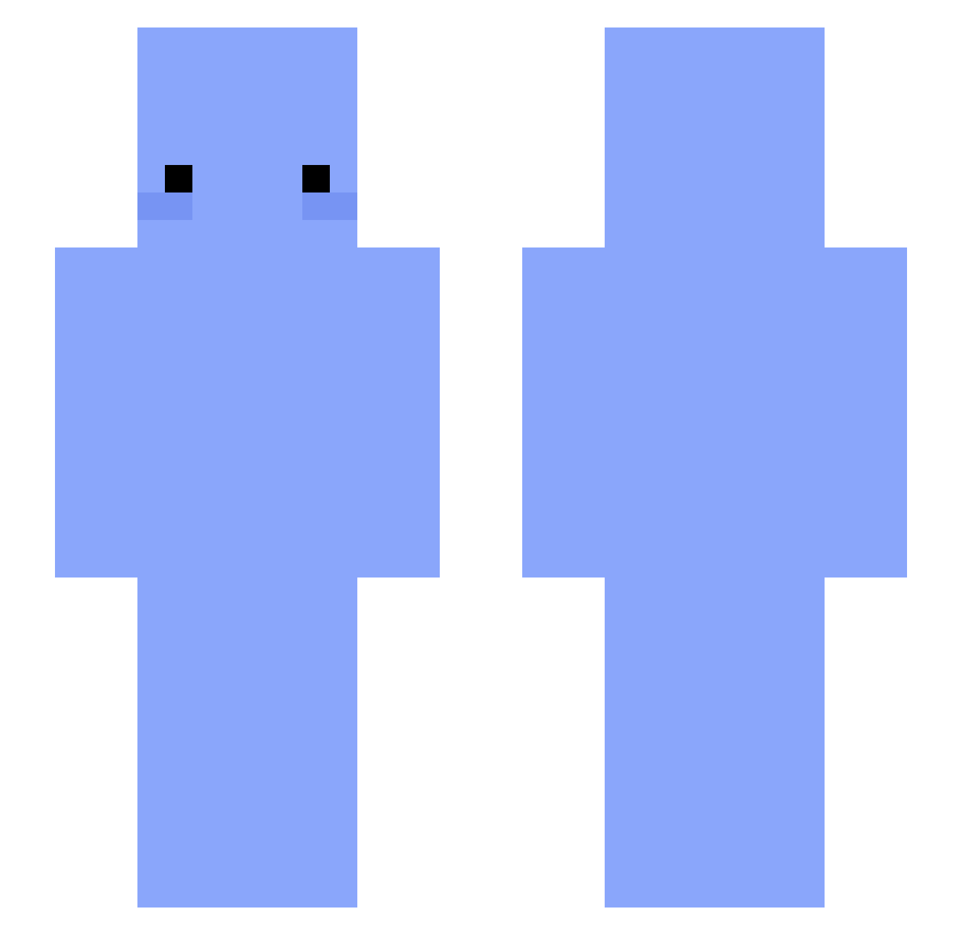 White0w Minecraft skin, front and back view