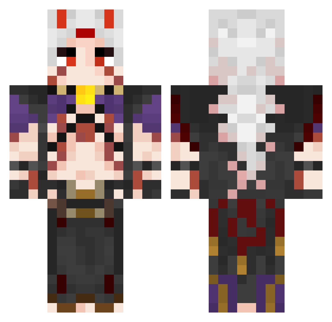 Kuroas Minecraft skin, front and back view
