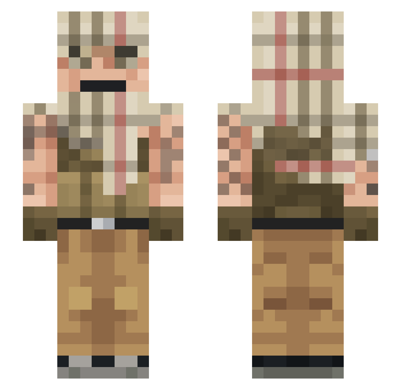 Kuw1s Minecraft skin, front and back view
