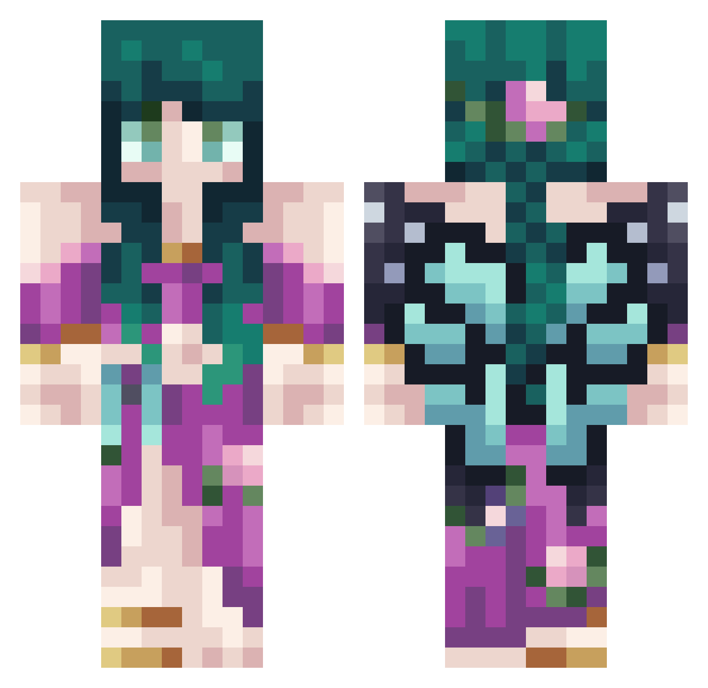 ScienceGirla Minecraft skin, front and back view