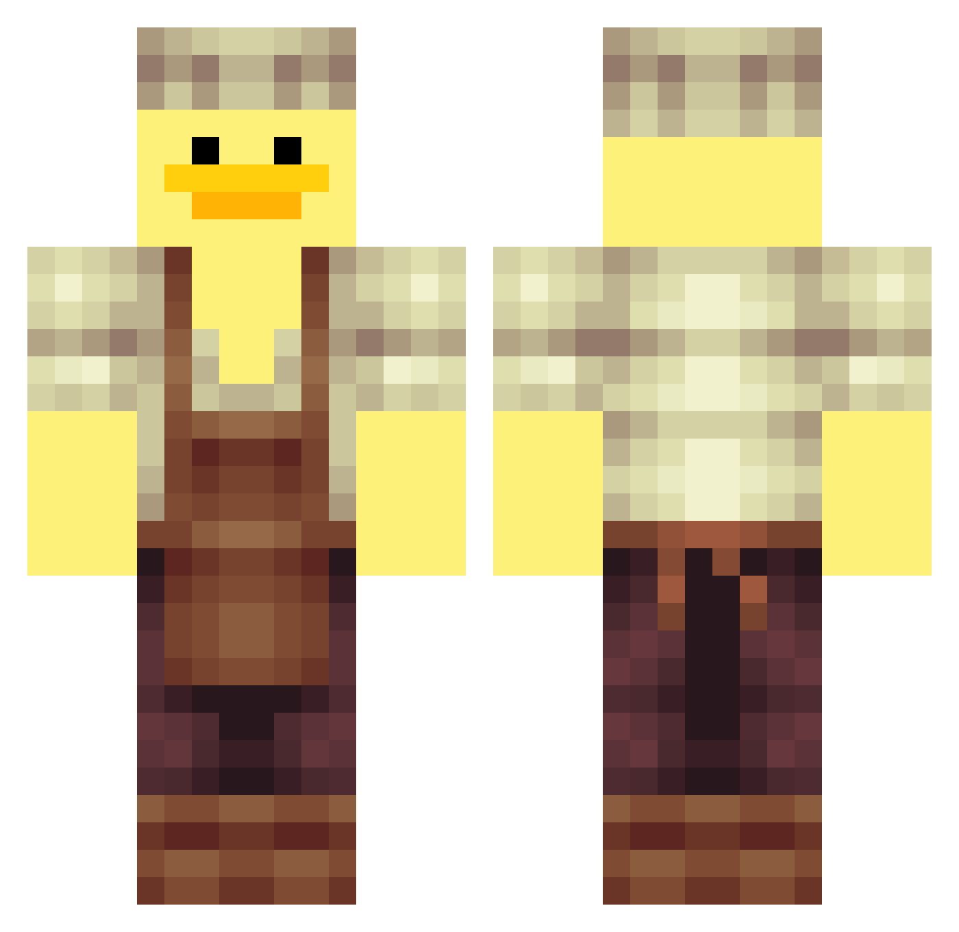 platnot Minecraft skin, front and back view