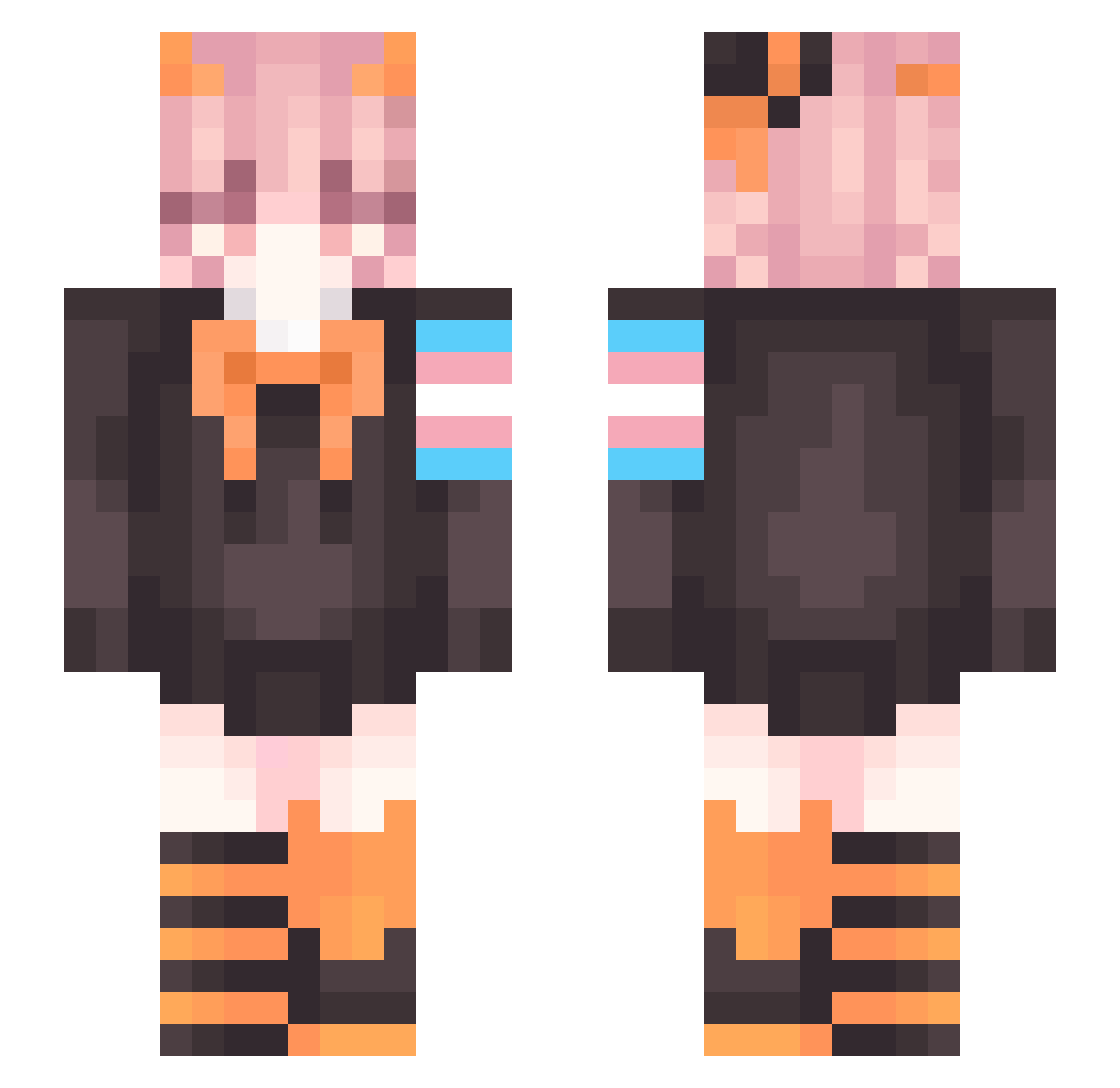 Rhozeta Minecraft skin, front and back view