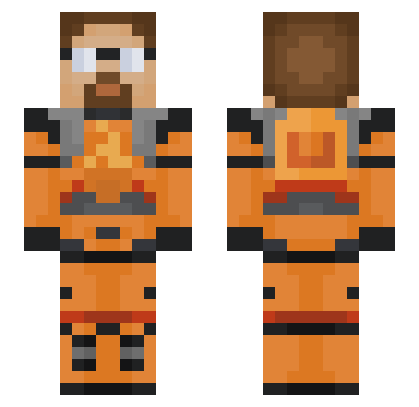 Darthdustin Minecraft skin, front and back view