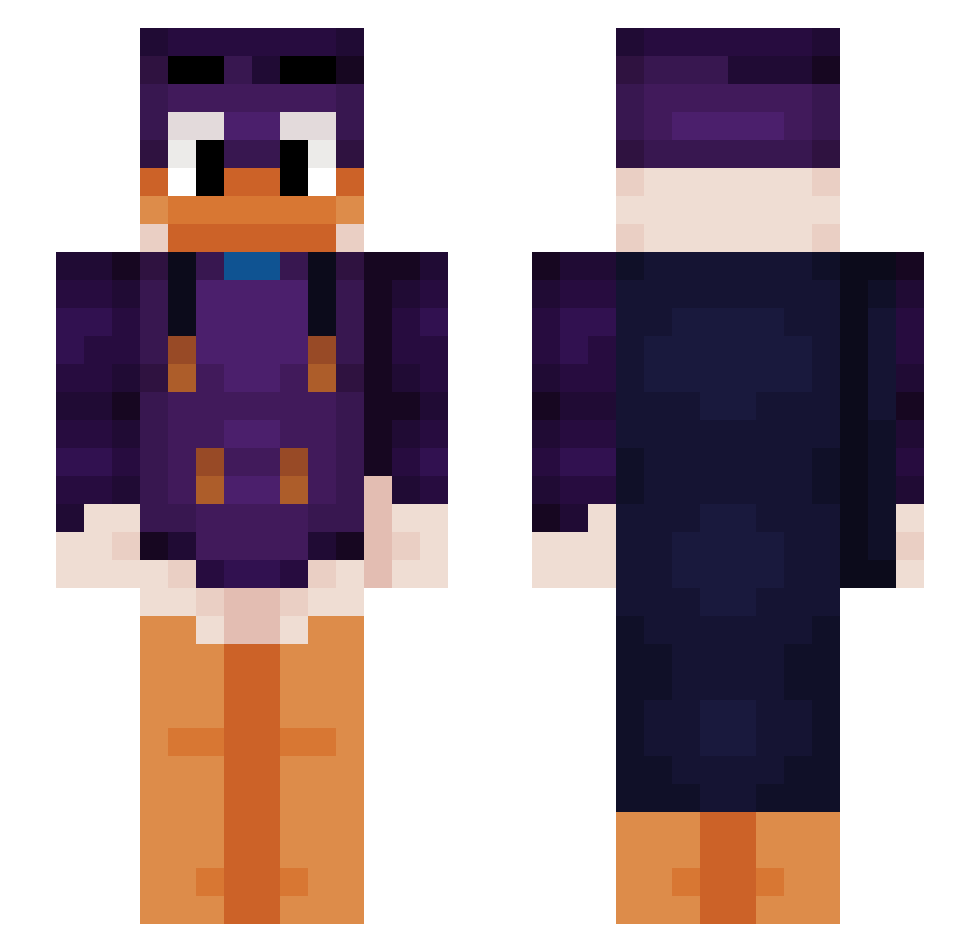 kqge Minecraft skin, front and back view