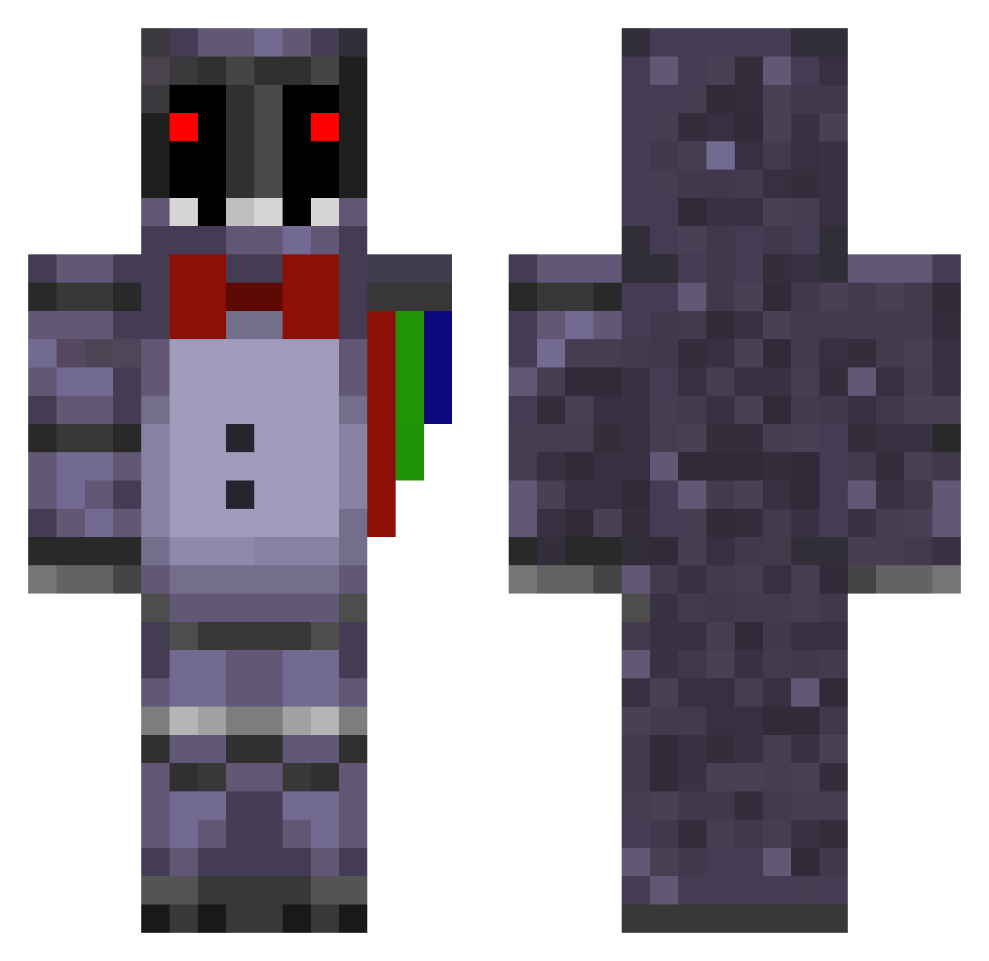 Complete Minecraft skin, front and back view