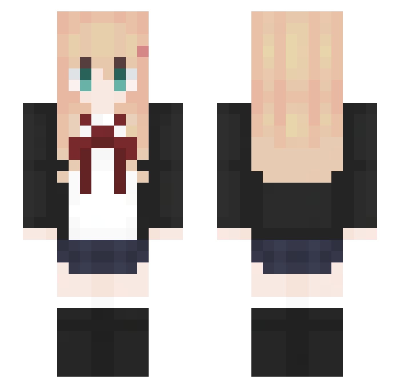 LunaOnyxPhi Minecraft skin, front and back view