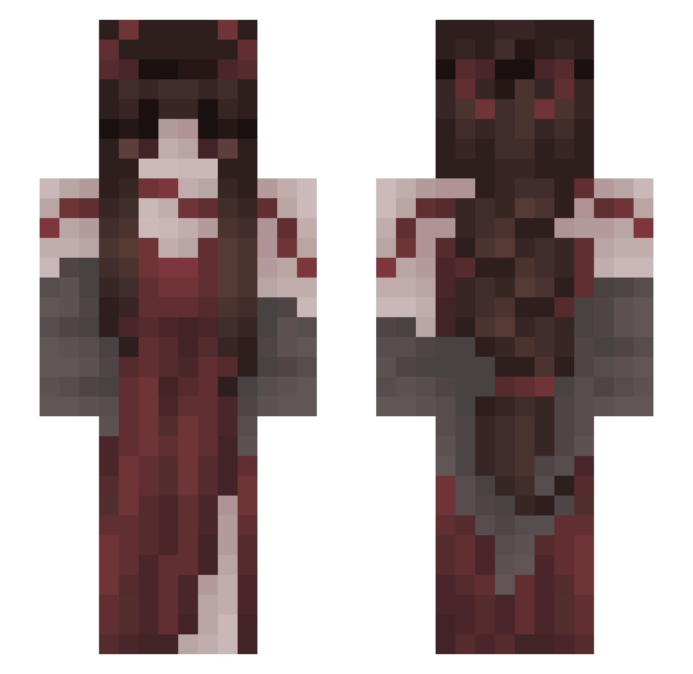 stalaktyt Minecraft skin, front and back view