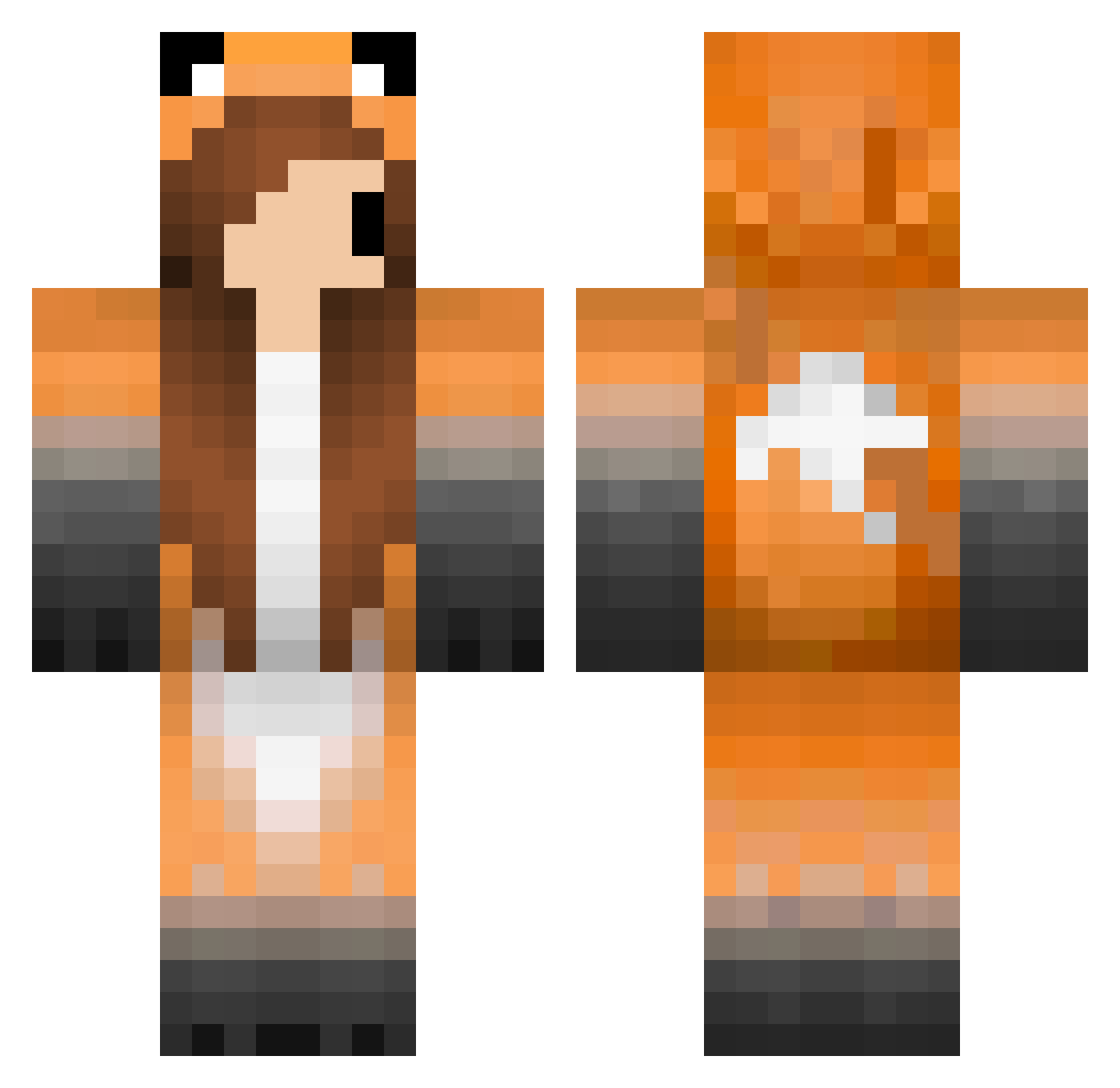 FenzyFox Minecraft skin, front and back view