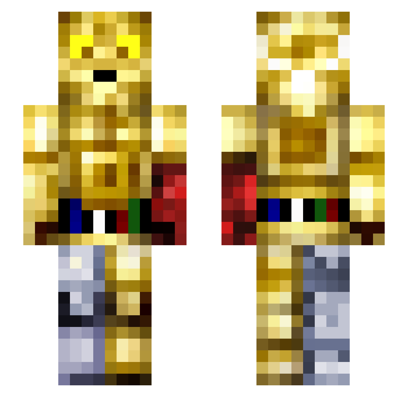 Frustrator Minecraft skin, front and back view
