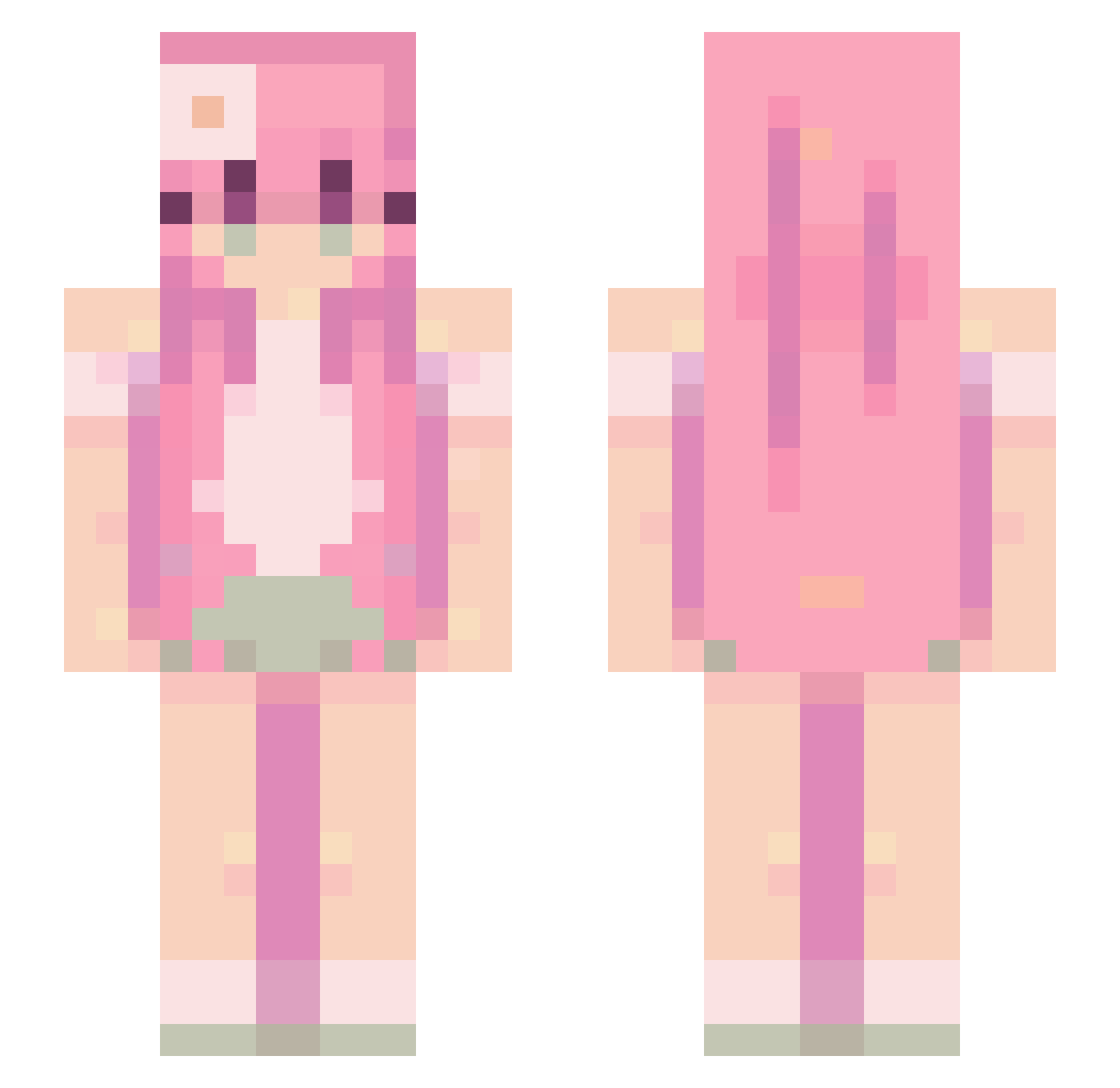 quixoticquail Minecraft skin, front and back view